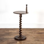 Burr walnut candlestand Victorian, with circular top on a circular base, 47cm x 89cm high