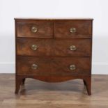 Mahogany bow front chest 19th Century, fitted with two short and two long drawers, 91cm wide x