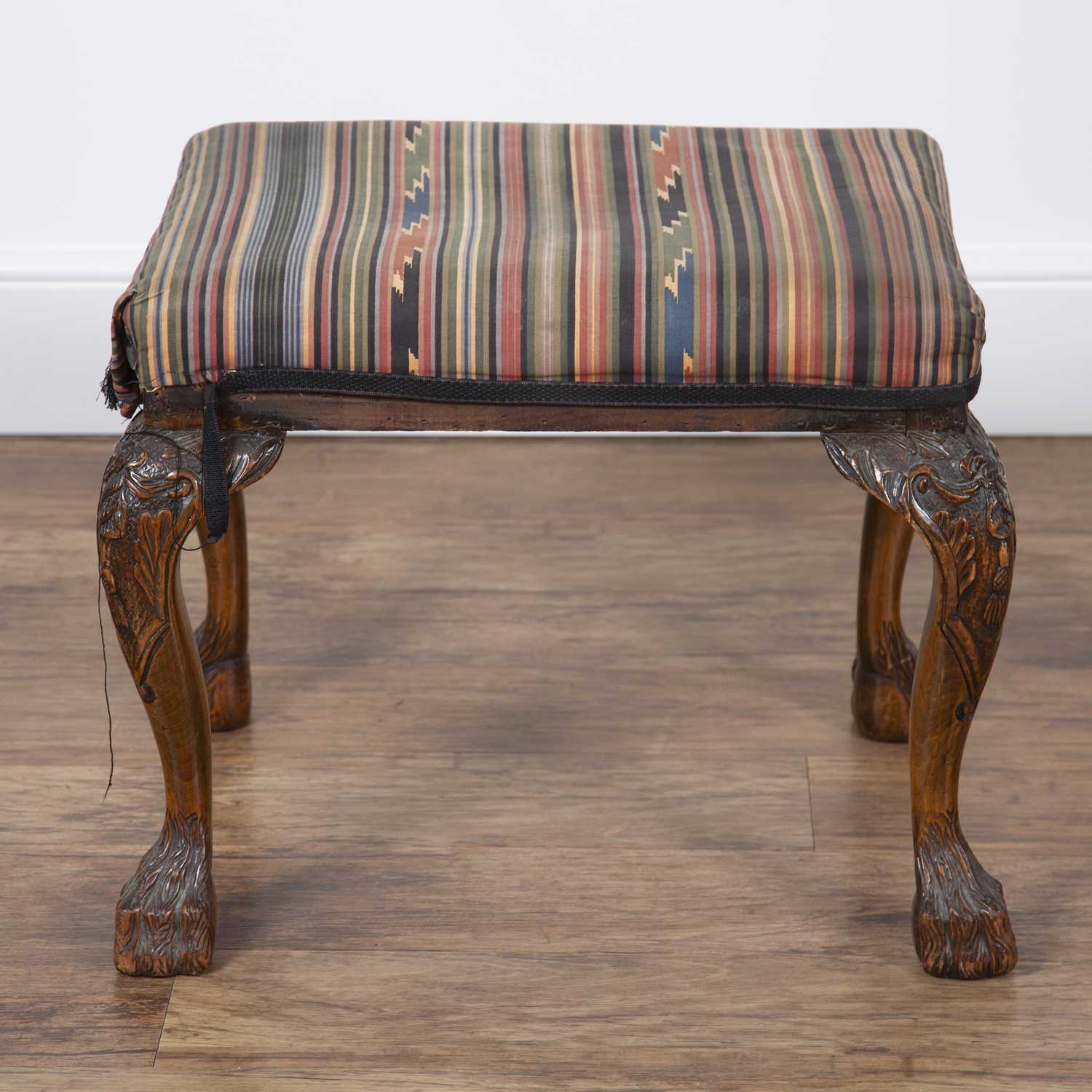 Mahogany stool 19th Century, in the Georgian style, overstuffed seat on ball and claw feet, 57cm x - Image 4 of 5