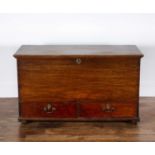 Mahogany mule chest 19th Century, with a lift up top and fitted two drawers, 121cm wide x 60cm