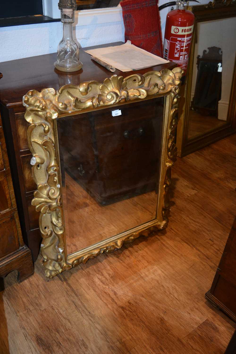 Baroque carved giltwood frame 18th Century, with foliate scroll decoration and later mirror inset - Image 14 of 19