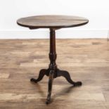 Oak tilt-top tripod table late 18th/early 19th Century, with a circular top, 68cm x 70cm x 74.5cmThe