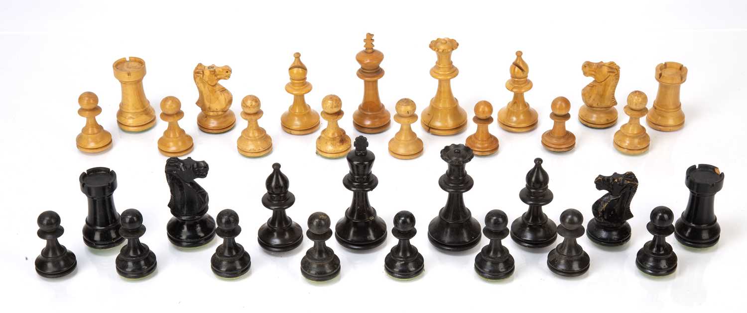 Four Staunton boxwood chess sets each in a sliding case, king 9cm highOverall wear and marks. Some - Image 3 of 5