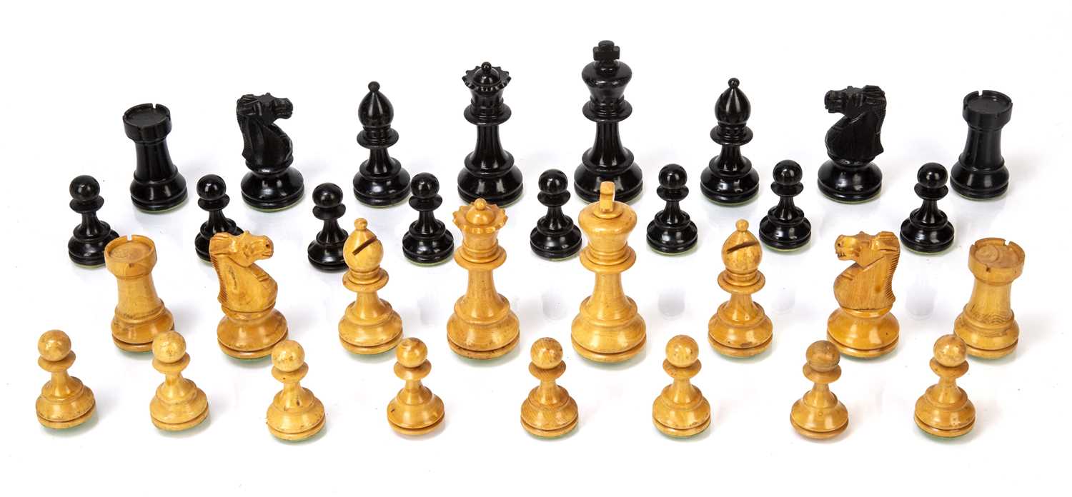 Four Staunton boxwood chess sets each in a sliding case, king 9cm highOverall wear and marks. Some - Image 4 of 5