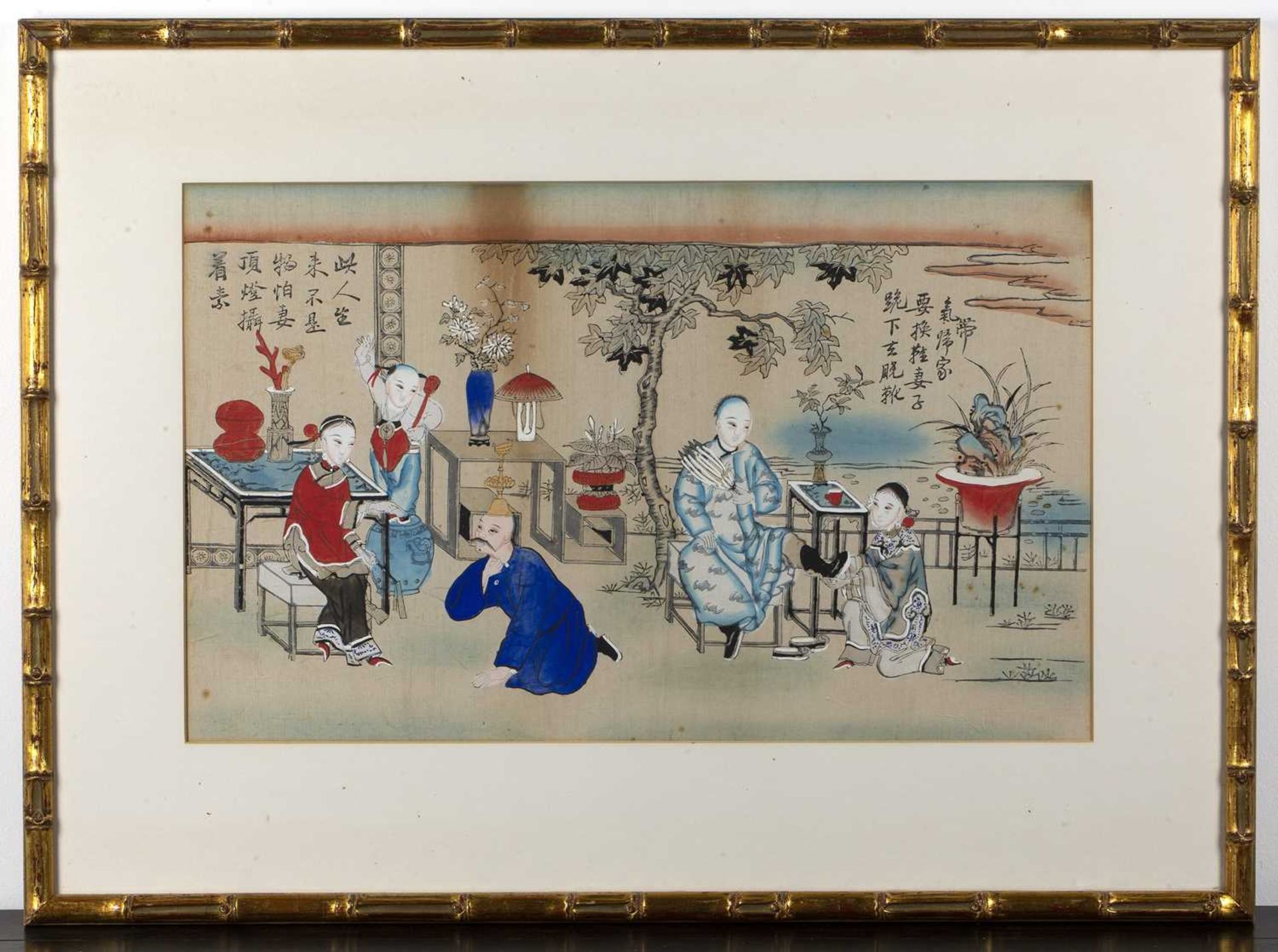 Late 19th/early 20th Century Chinese School Pair of ceremonial scenes, watercolour and woodblock - Image 2 of 6