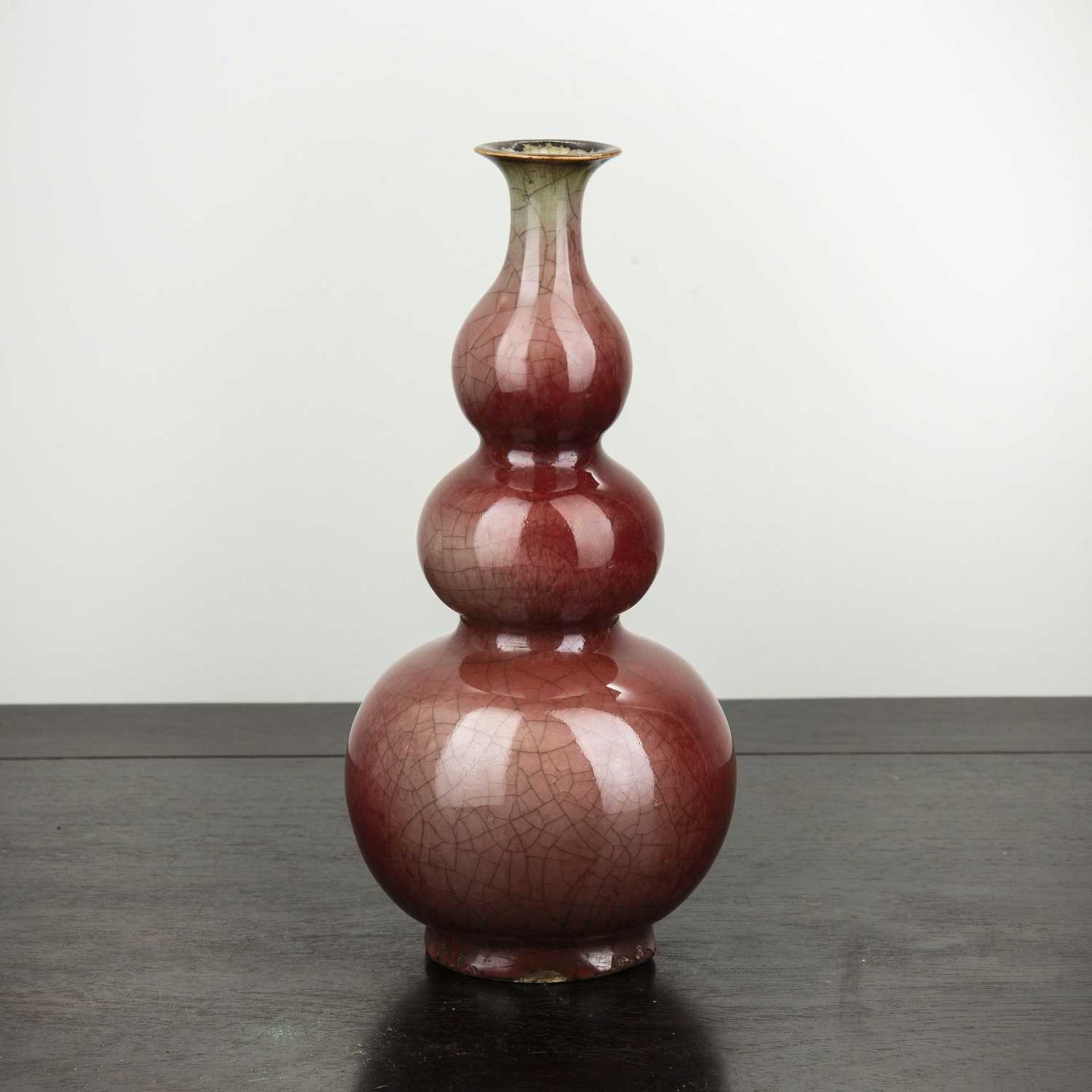 Triple gourd vase Chinese, late 19th Century covered all over with a deep red glaze, 24cm high - Image 2 of 3