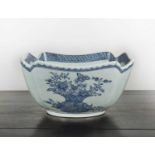 Large blue and white bowl Chinese, Daoguang period decorated with vases planted with flowers and