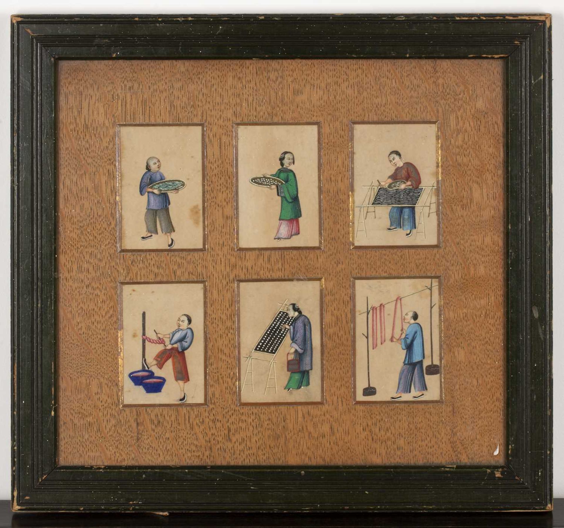 Set of six pith paintings Chinese, late 19th Century depicting various traders and craftsmen, - Image 2 of 3