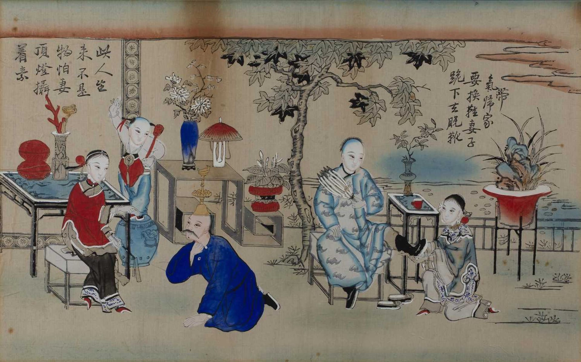 Late 19th/early 20th Century Chinese School Pair of ceremonial scenes, watercolour and woodblock