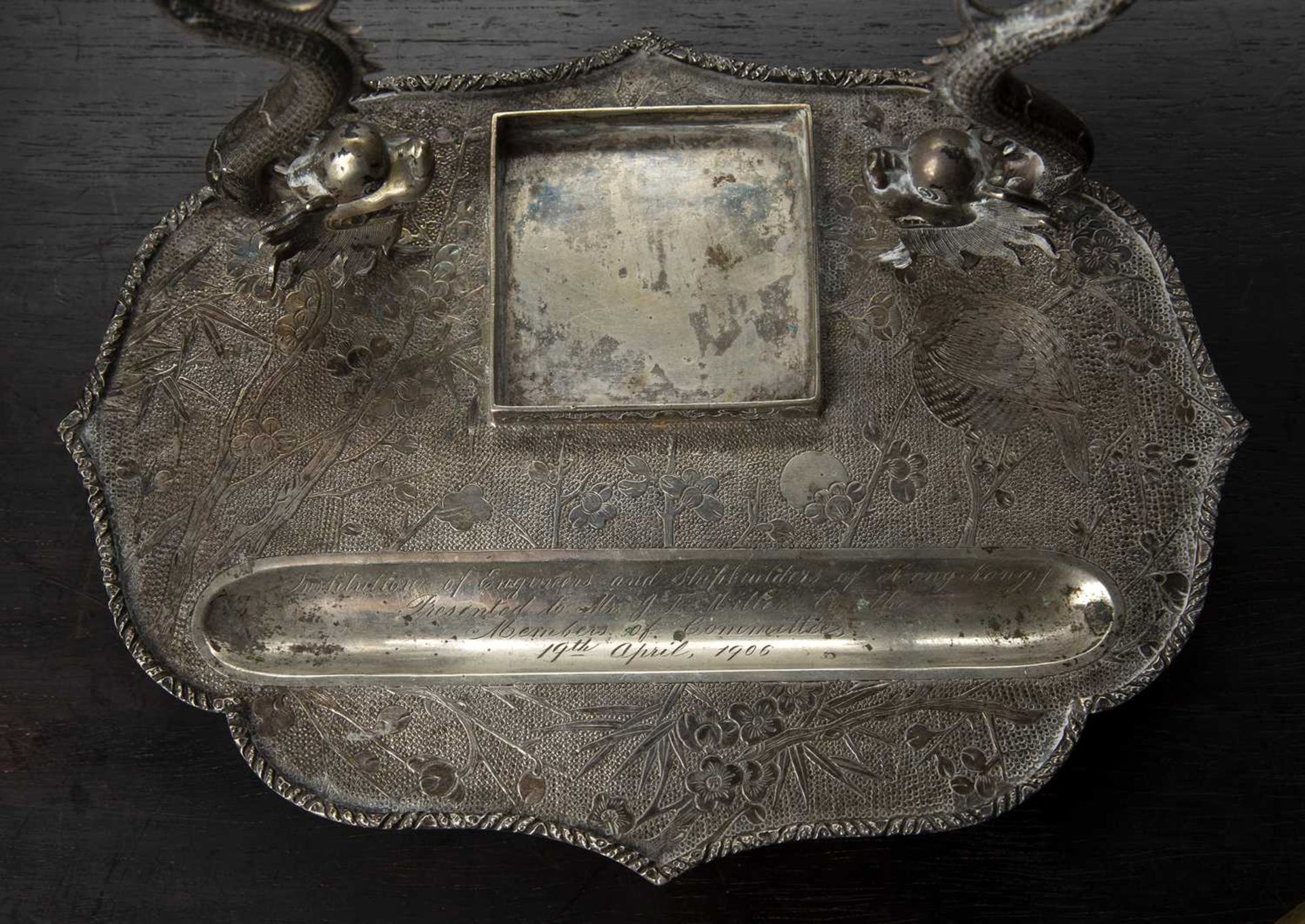 White metal/silver pen and inkstand awarded to John Finlay Miller (1869-1949) and related - Image 3 of 9