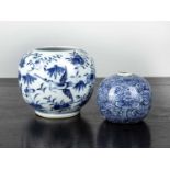 Small blue and white ovoid vase Chinese, 19th Century painted with birds and butterflies, with a