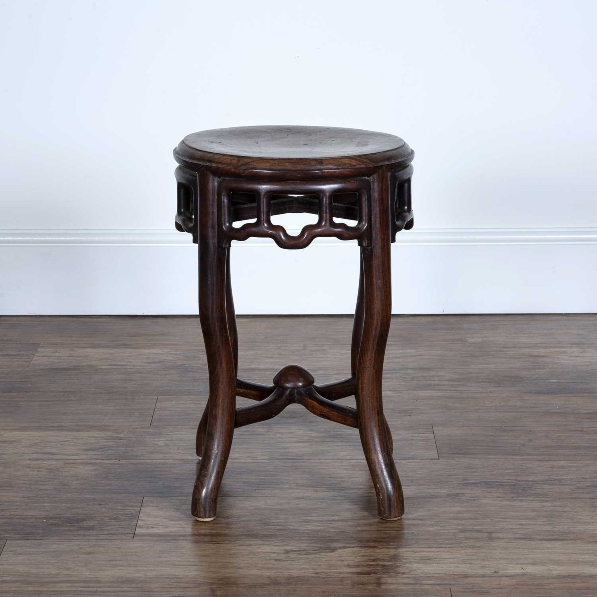 Hardwood stand/stool Chinese, late 19th Century with openwork frieze on shaped supports with