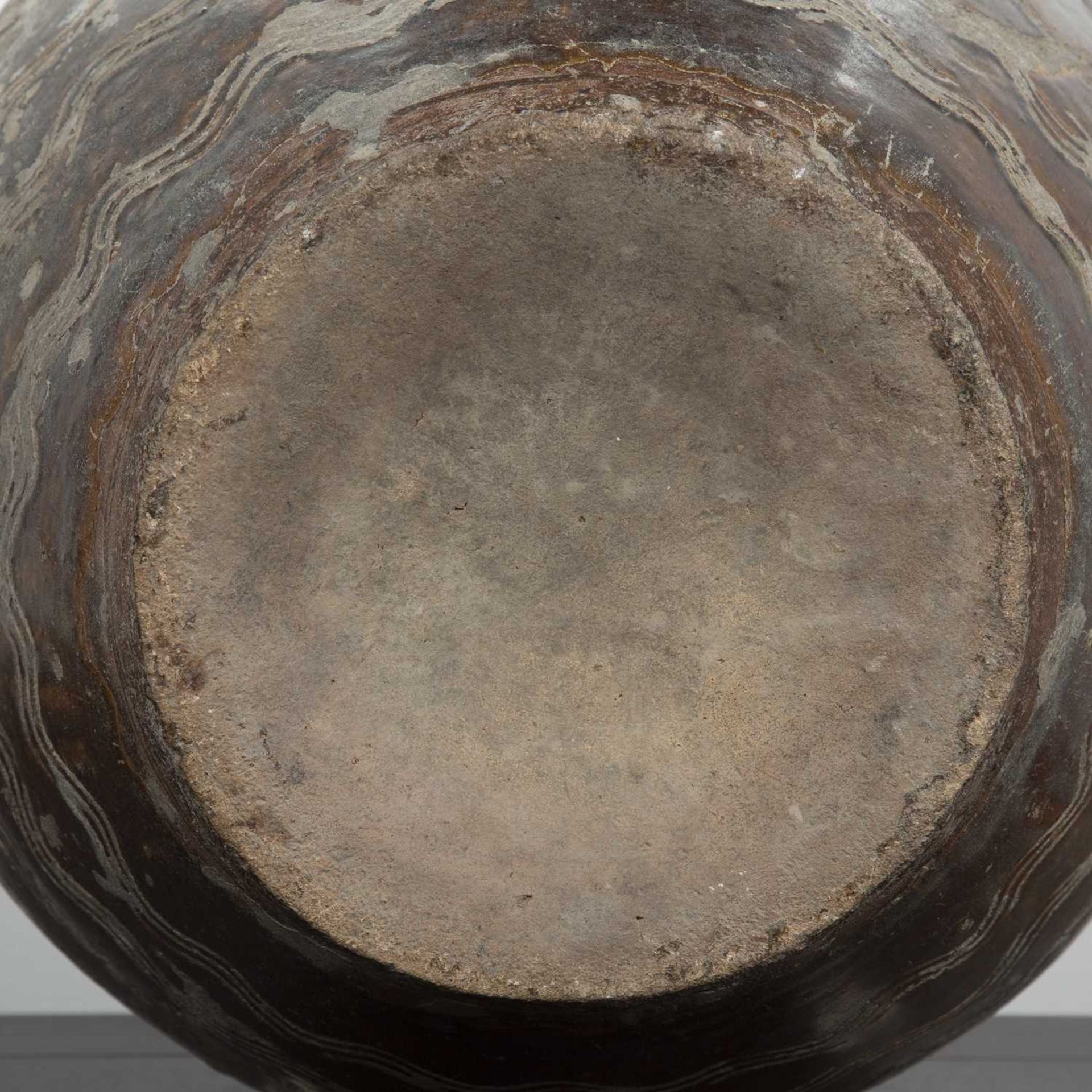 Large treacle glazed storage jar Chinese, 17th/18th Century having five mask handles around the - Image 5 of 5