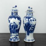 Two similar blue and white baluster vases and covers Chinese, 19th Century painted with Long Eliza