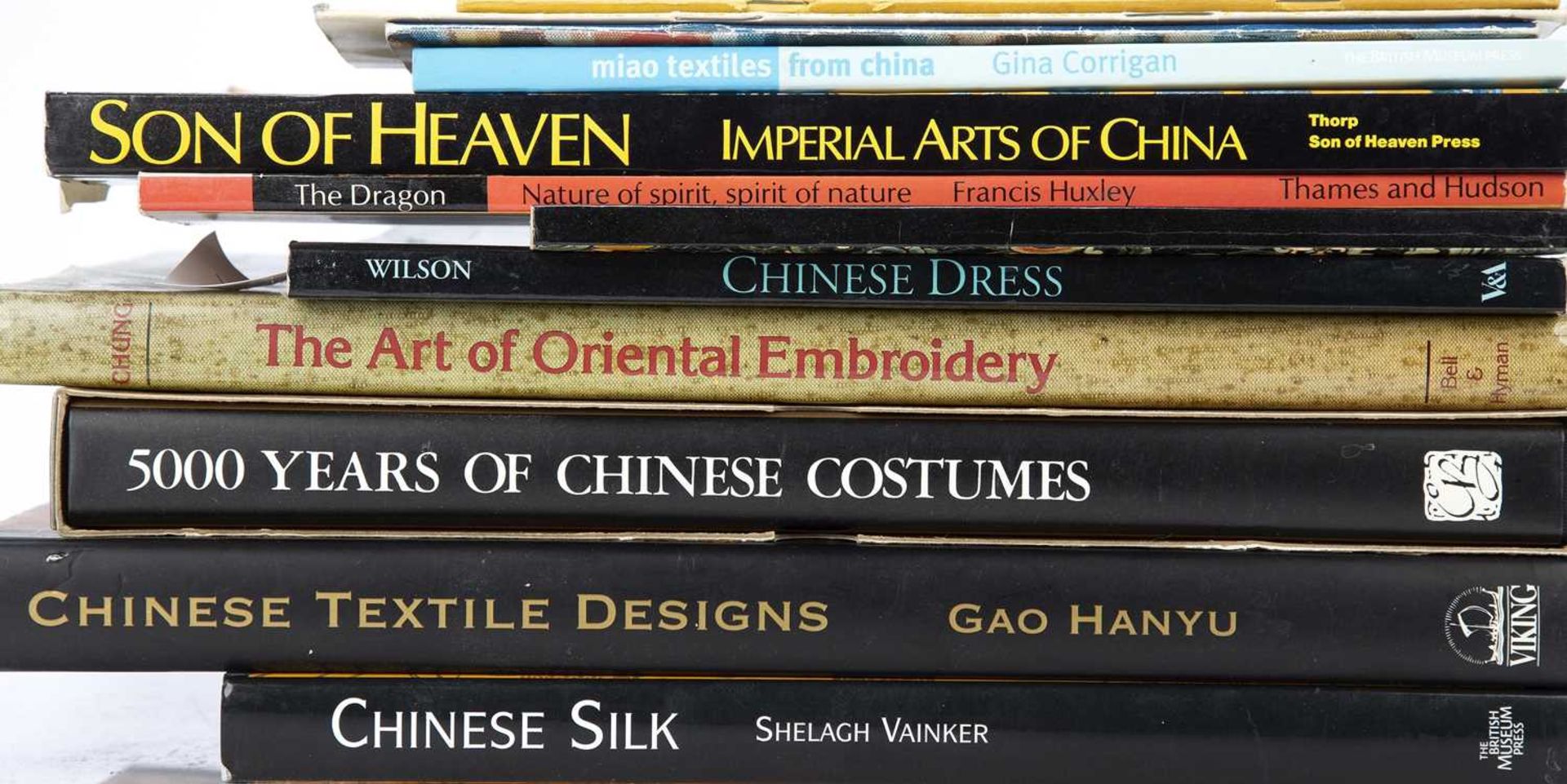 Books on Chinese textiles and embroidery to include Chinese Silk: A Cultural History by Shelagh