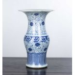 Blue and white porcelain vase Chinese, 19th Century with a flared neck, and painted with ruyi and