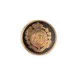 A 9ct gold and tortoiseshell regimental panel brooch, depicting the crest of the Royal Engineers,