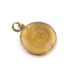 A coin pendant, the glazed dual-sided mount stamped '18CT', possibly containing a George III spade