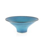 Abdo Nagi (1941-2001) Flared bowl turquoise glaze with bronze rim impressed potter's seal 14cm high,