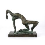 Ivor Abrahams (1935-2015) Maquette for Night, 1989 5/6, signed with initials and dated bronze 18cm