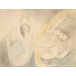 Attributed to Marie Laurencin (1833-1956) Mermaids paper with 'P.M. Fabriano' watermark pencil and