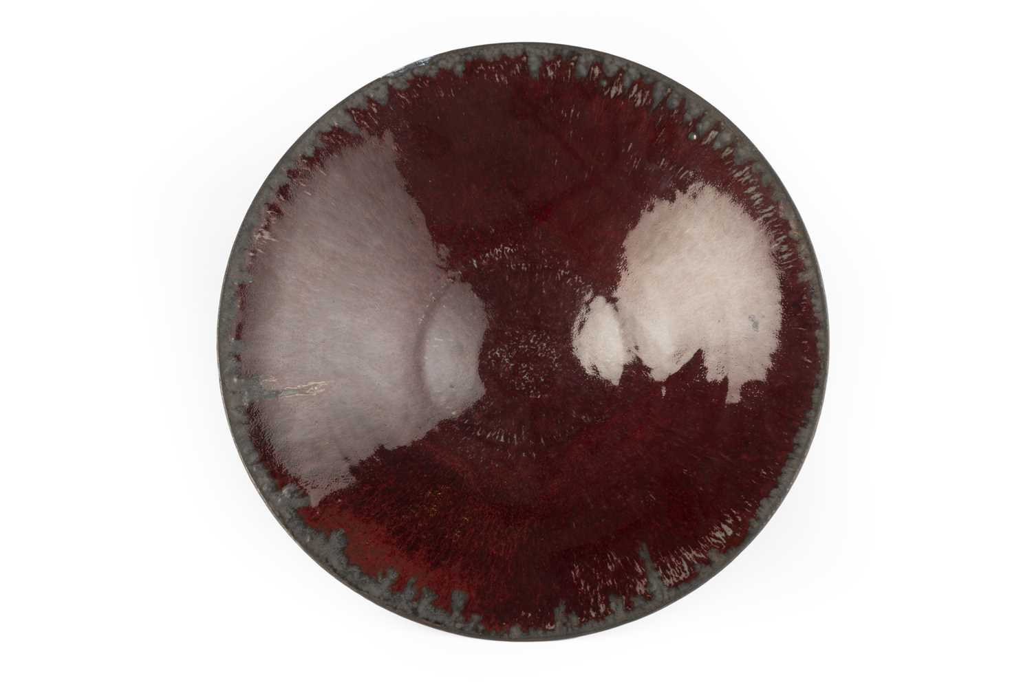 Abdo Nagi (1941-2001) Flared bowl red glaze with bronze rim impressed potter's seal 10.5cm high, - Image 3 of 4