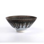 Peter Wills (b.1955) Footed bowl porcelain, with turquoise glaze and manganese rim signed and with