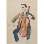 William Crosbie (1915-1999) Cello Player, 1939 signed and dated (lower left) watercolour 46 x