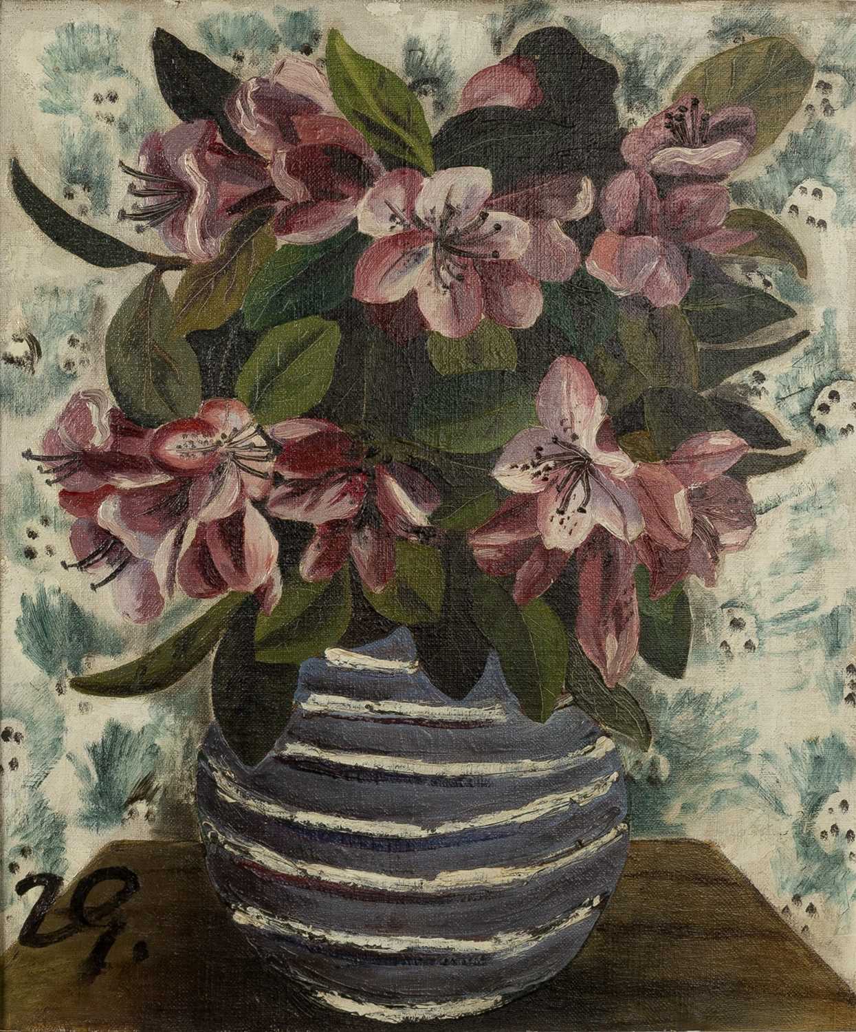 Joan Gillchrest (1918-2008) Still Life of Pink Lilies signed with initials (lower left) oil on