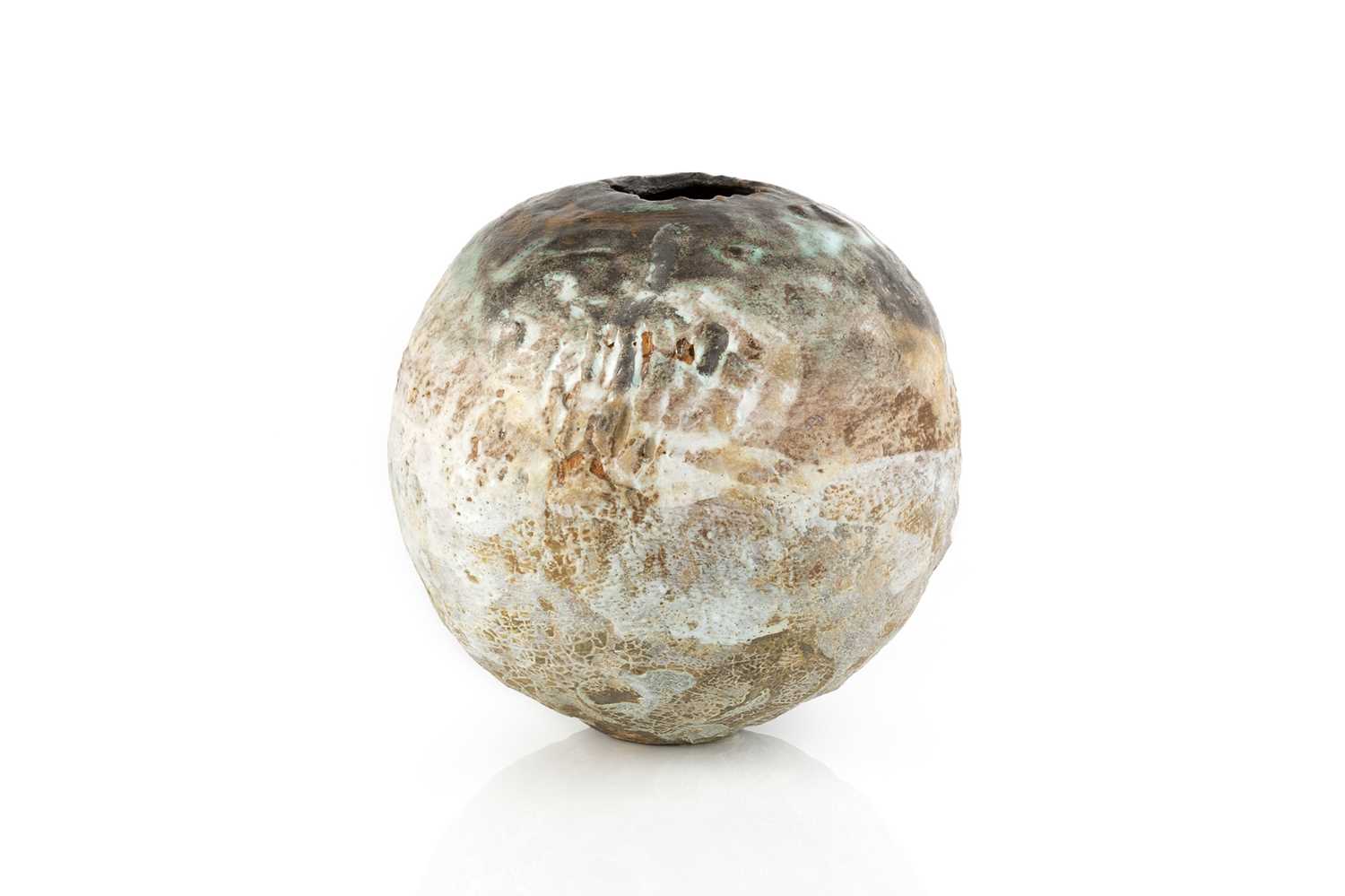 Rachel Wood (b.1962) Moon vase layered glazes impressed potter's seal 17cm high.