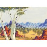 Maurice Namatjira (1939-1977) Australian indigenous school landscape signed (lower right)