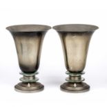 Art Deco A pair of urn lamps plated metal with glass 32cm high.Significant scratching and surface