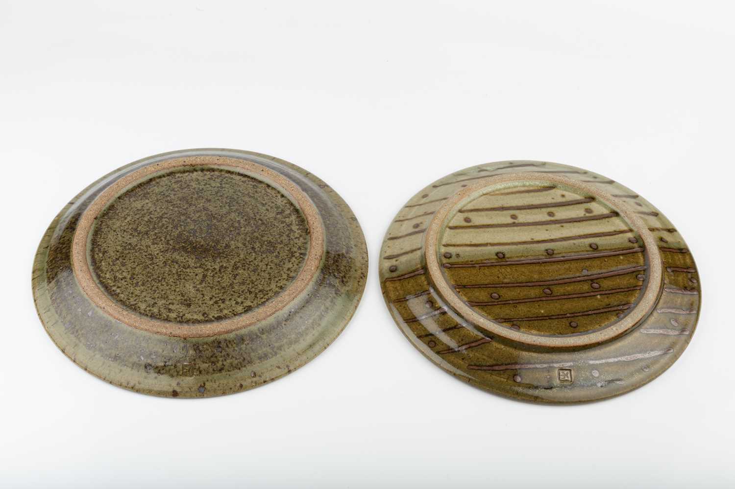 Edward Hughes (1953-2005) Two plates combed decoration each with an impressed potter's seal each - Image 2 of 2