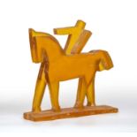 Richard Cermak (b.1961) A large art glass sculpture of a horse in orange signed 43cm high.A few