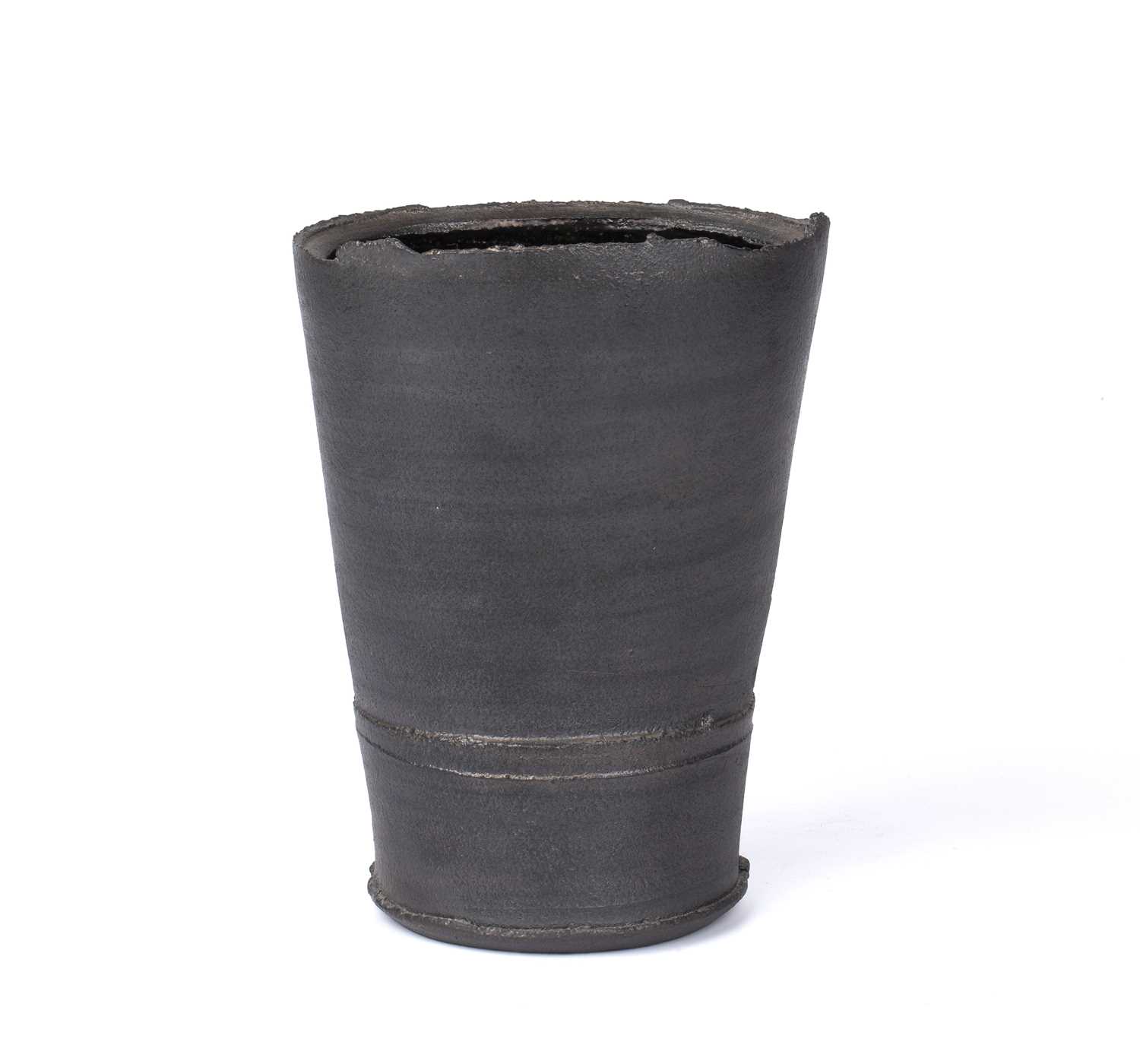 Dan Kelly (b.1953) Vessel stoneware, with white splashes on black glaze impressed potter's seal 17cm - Image 2 of 3