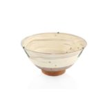 William Marshall (1923-2007) Bowl with hakeme brushed glaze and copper splashes impressed potter's