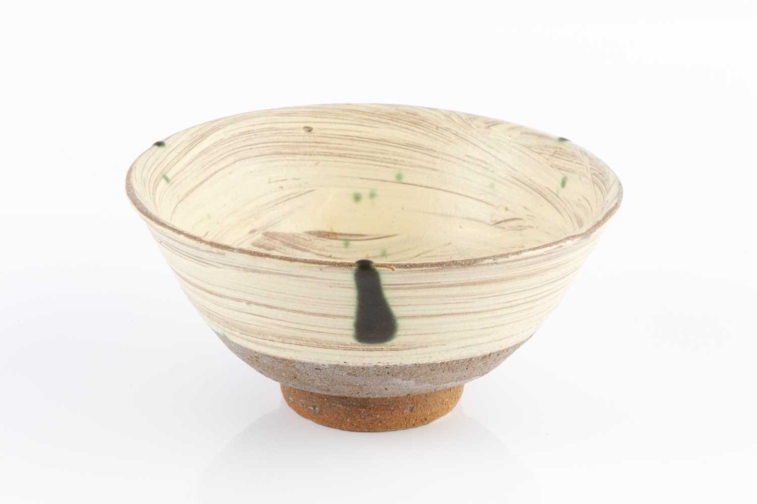 William Marshall (1923-2007) Bowl with hakeme brushed glaze and copper splashes impressed potter's - Image 2 of 4