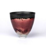 Eddie Curtis (b.1953) Vessel porcelain with a copper red glaze with manganese and copper green rim