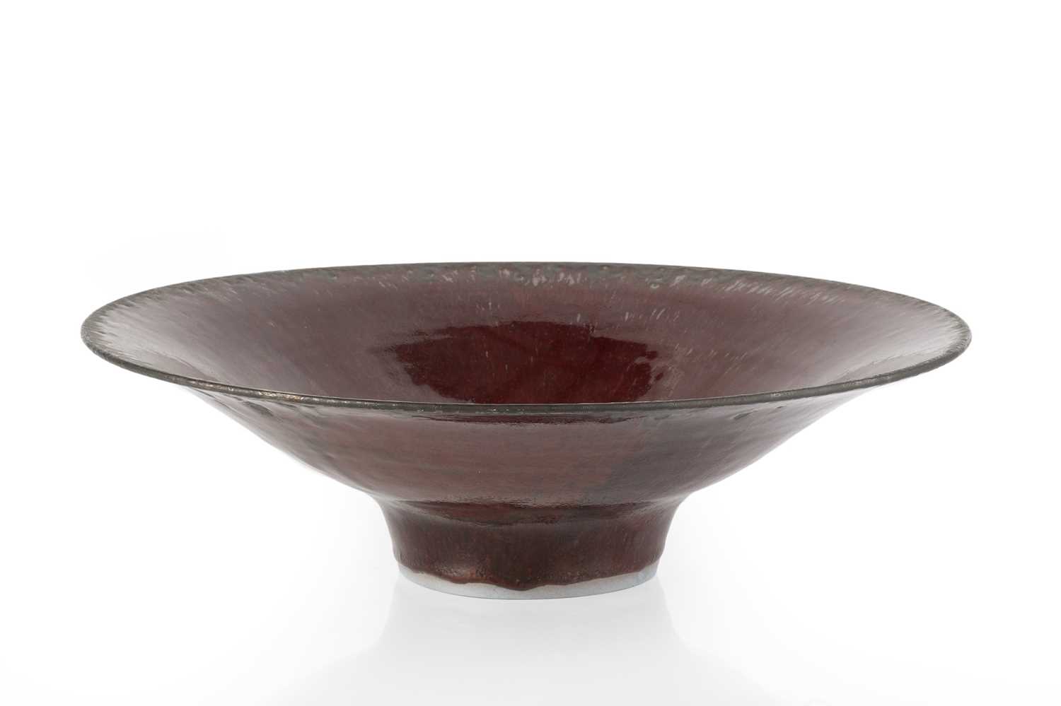 Abdo Nagi (1941-2001) Flared bowl red glaze with bronze rim impressed potter's seal 10.5cm high, - Image 2 of 4