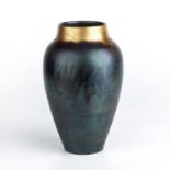 P. Ipsens Enke, Denmark Art Pottery vase green-blue lustre glaze with gold rim impressed marks and