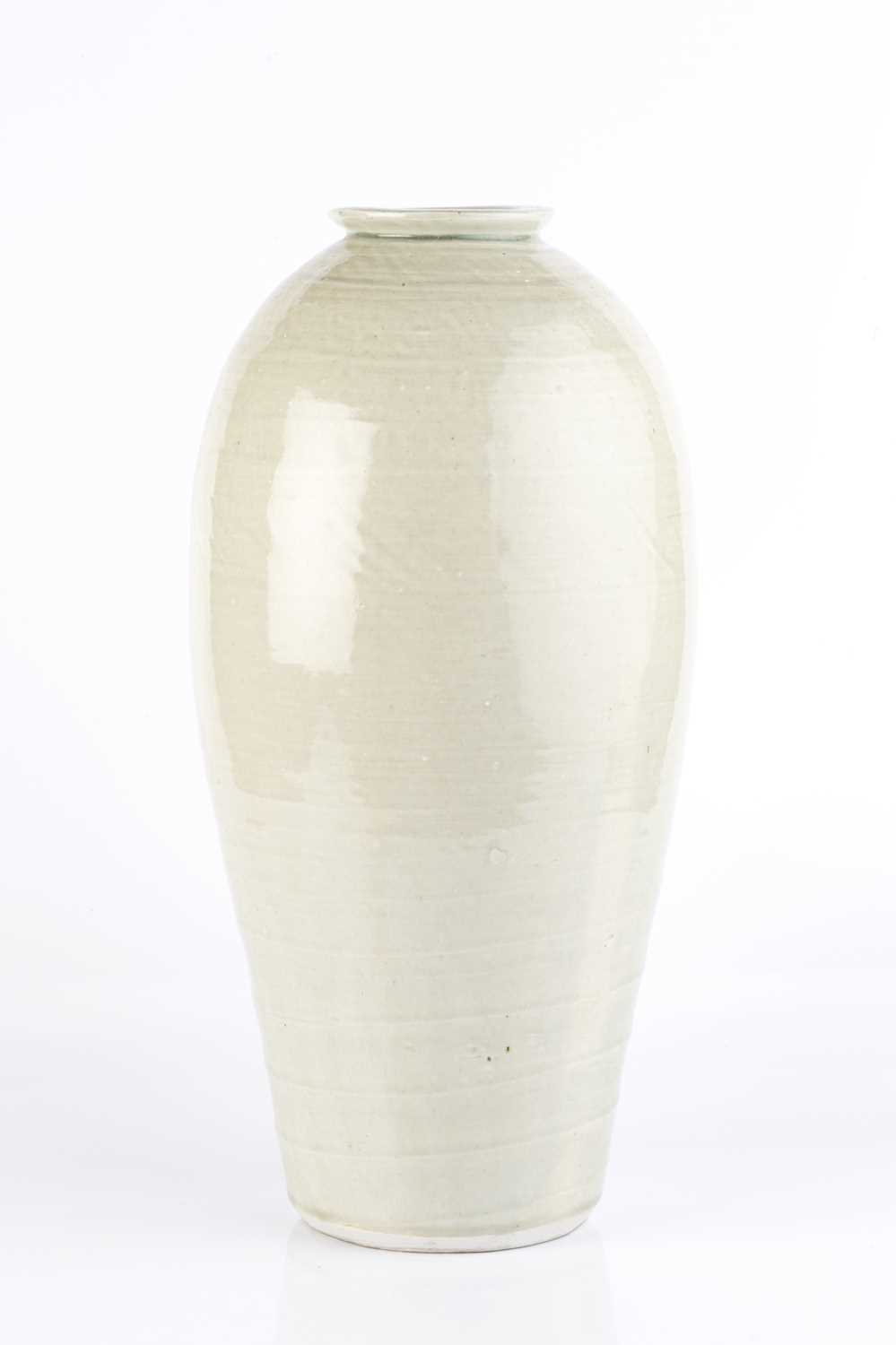 William Marshall (1923-2007) Tall vase ovoid form with light celadon glaze impressed potter's seal - Image 2 of 4