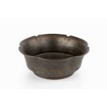 Colin Pearson (1923-2007) Bowl with scalloped edge and bronze glaze impressed potter's seal 6cm