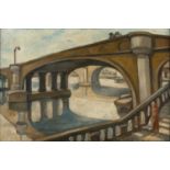 Godfrey Paul Eagleton (b.1935) Thames Bridges with Figures signed (lower right) oil on canvas 60 x