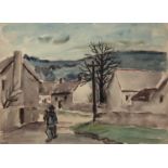 George Bissill (1896-1973) Figure in a Village signed (lower left) watercolour 30 x 39cm,