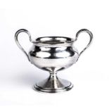 Omar Ramsden (1873-1939) An Arts and Crafts twin-handled sugar basin silver, with planished baluster