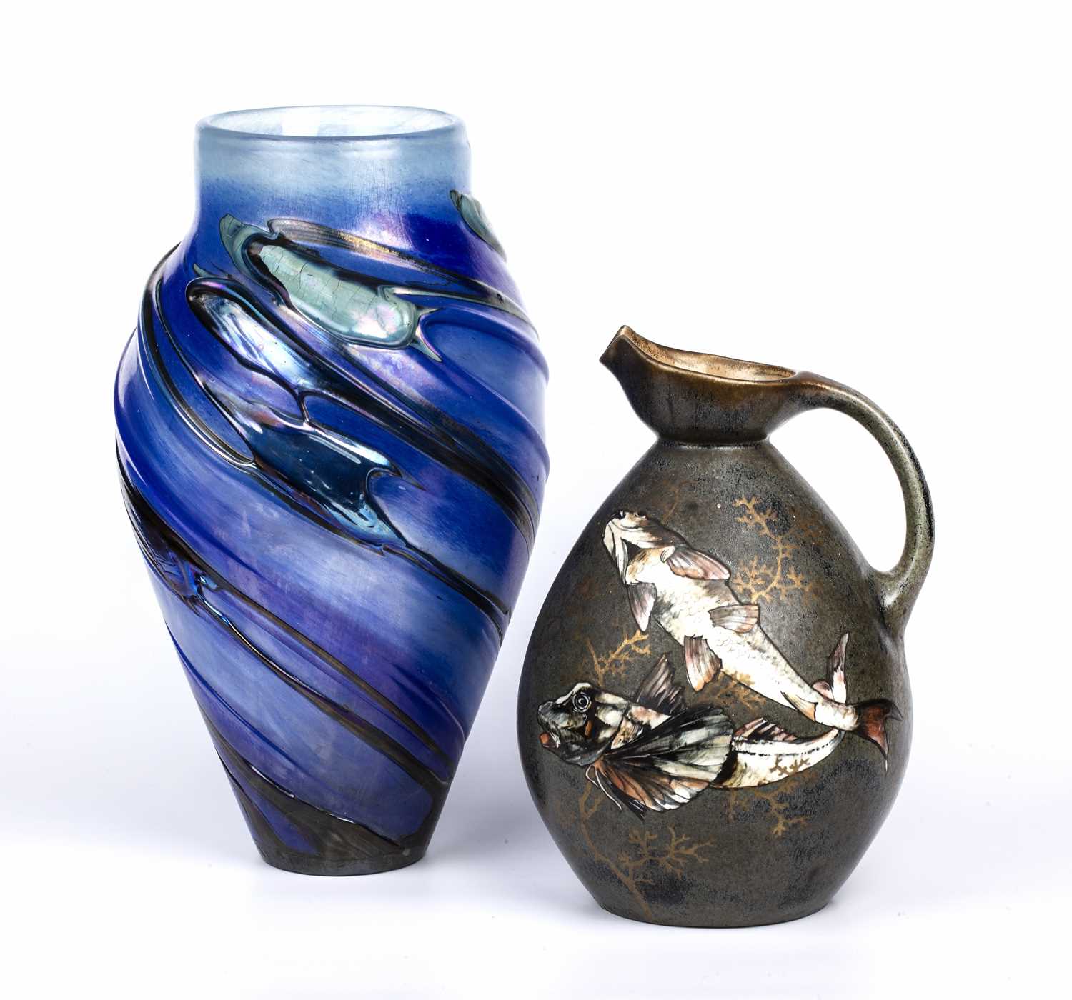 Ada Loumani (b.1959) Large vase, 1997 swirled blue glass signed and dated 40cm high; and a Martin