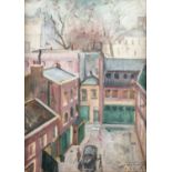 Elemér Kézdi-Kovács (1898-1976) Street Scene, 1942 signed, dated, and inscribed 'To Mrs Diener, with