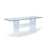 Manner of Alessandro Albrizzi Refectory table, circa 1970 lucite base with glass top 77cm high,