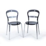 Calligaris Two Wien chairs moulded plastic seats on aluminium bases 58cm high (2).