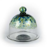 Cowdy glass Studio glass, green speckle cheese plate, and dome 26.5cm high. Minimal overall